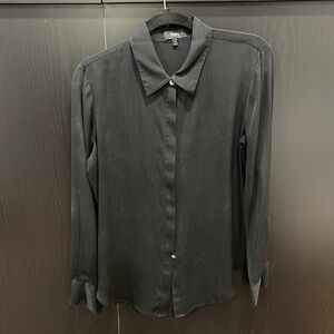Theory Silk Black Button Down